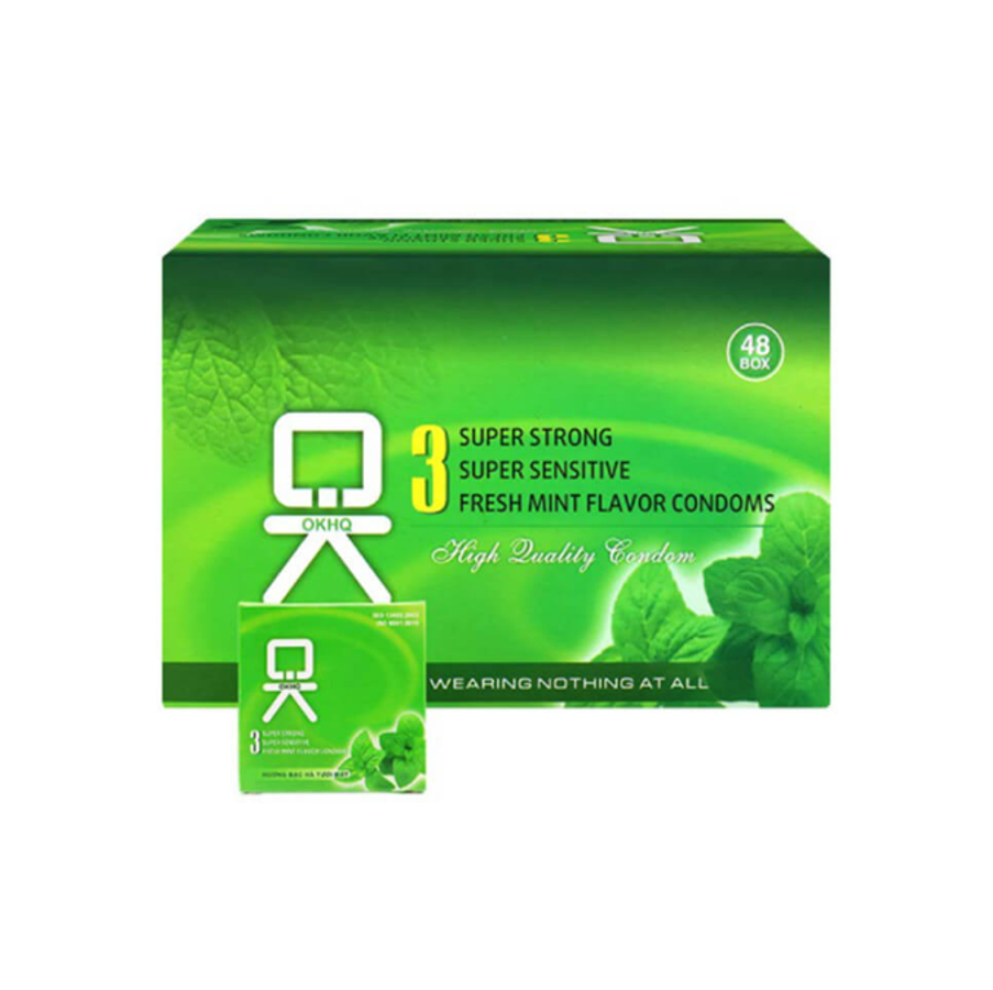 | OK | Bao cao su hương bạc hà | Hộp 144 Cái |