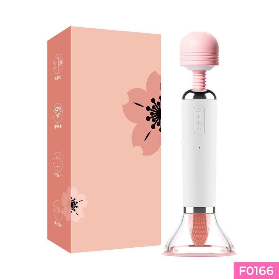 Chày rung 2 đầu Mizz Zee massage điểm G có lưỡi giả rung 12 chế độ làm ấm pin sạc