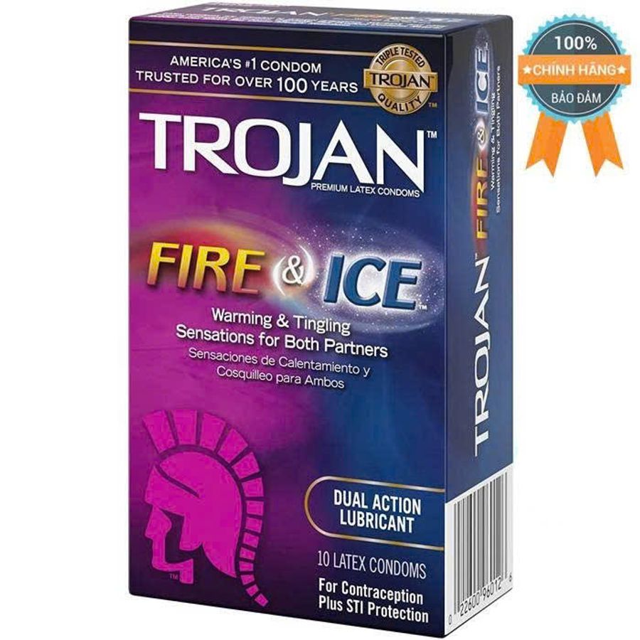 Bao cao su 2 lớp gel tăng khoái cảm Trojan Fire and Ice Dual
