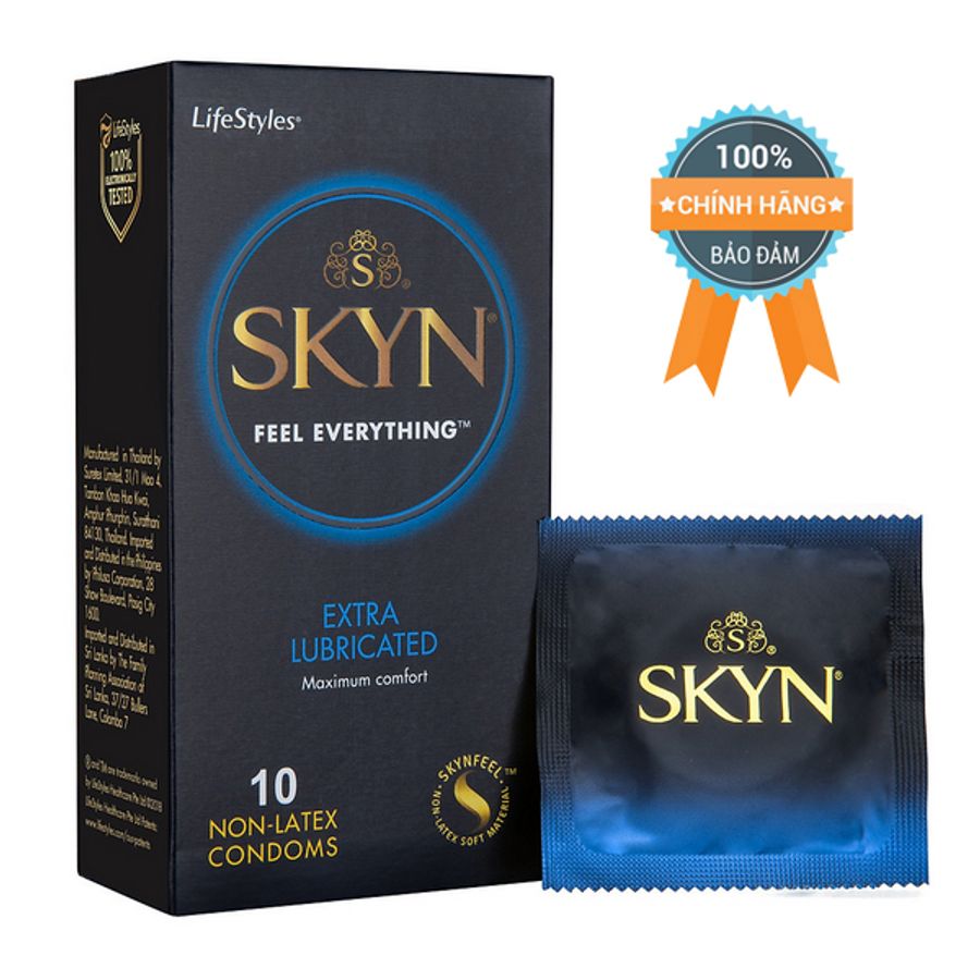 Bao cao su LifeStyles SKYN Extra Lubricated Non-latex nhiều gel 