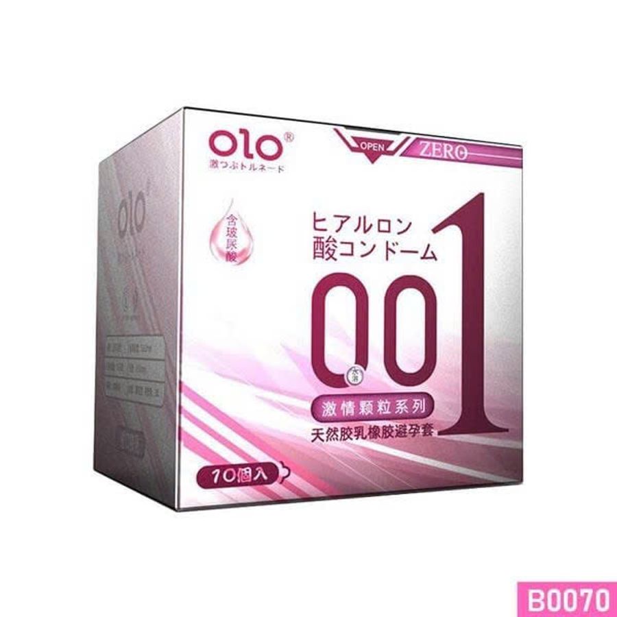 Bao cao su OLO 0.01 Zero Hồng siêu mỏng có hạt nhiều gell bôi trơn Hộp 10 cái