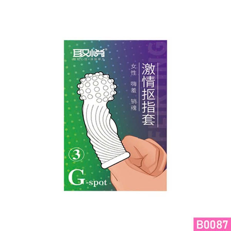Bao cao su ngón tay Aichao G-Spot 3 đầu hạt nổi lớn thân có ren lồi lõm