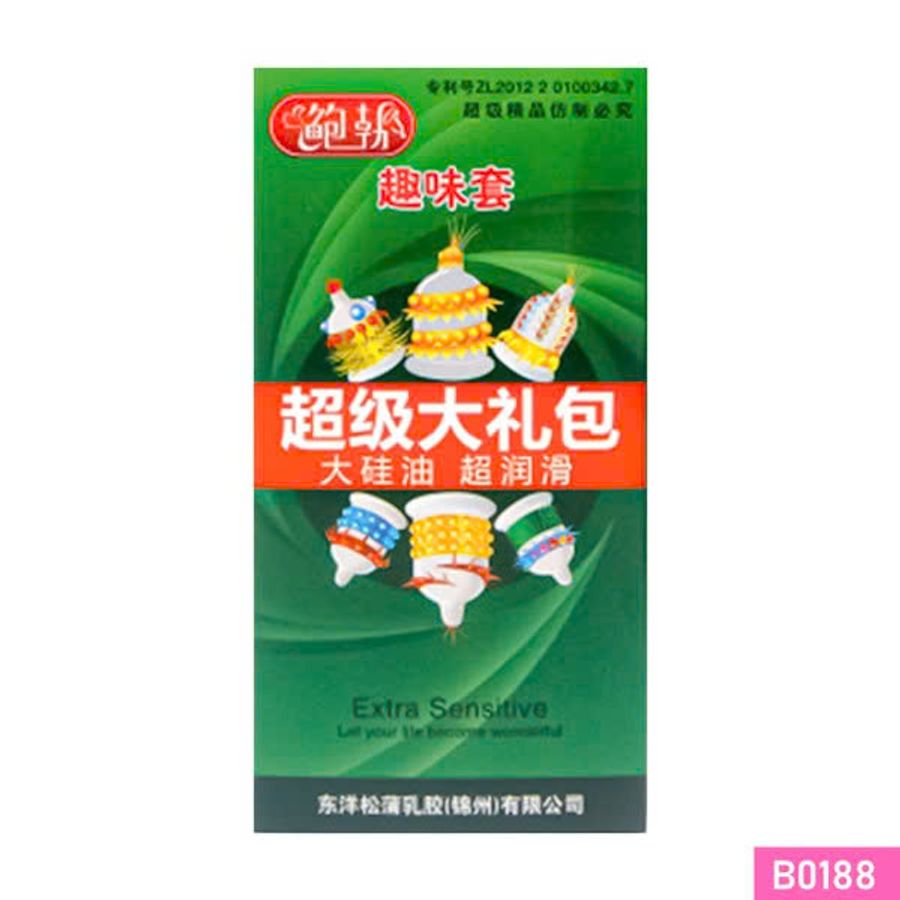 Bao Cao Su Runbo Extra gai lớn màu xanh lá hộp 6 cái 335462