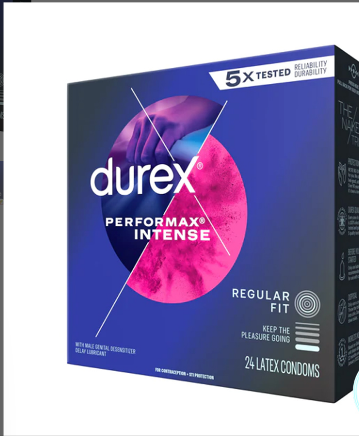 Hộp 24 bao cao su cao cấp 4in1 Durex Performax Intense 5X ( Mẫu Mới )
