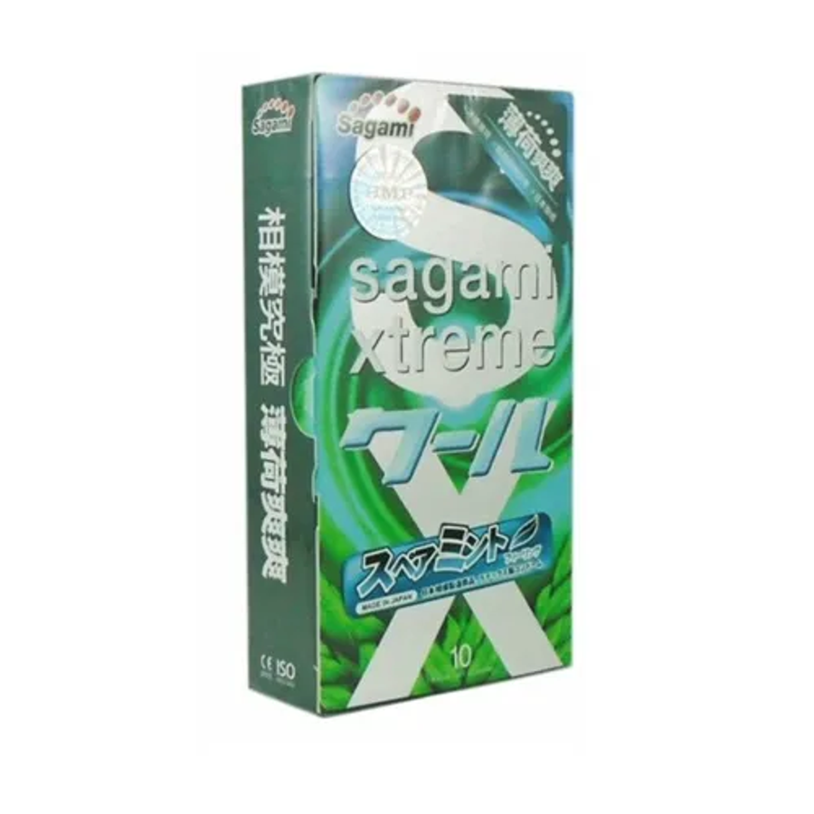Hộp 10 bao cao su Sagami Spearmint bạc hà mát lạnh