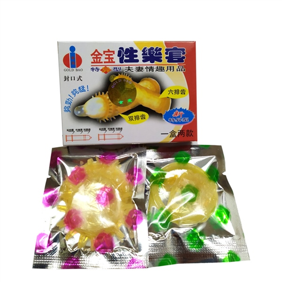 Bao cao su tăng khoái cảm Gold Gai hộp 2 chiếc gai râu đan xen nội địa Trung chính hãng giá rẻ tiết kiệm