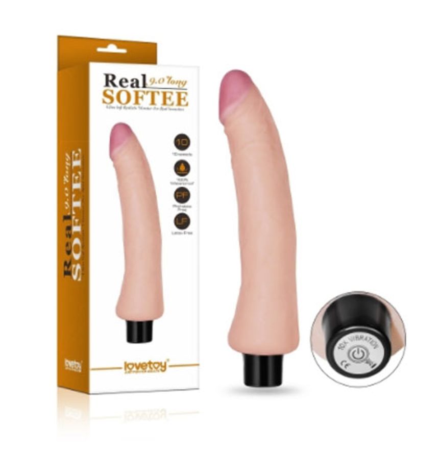 Dương Vật Giả Lovetoy Real Softee Siêu Mềm Dài 10 In (23cm) Với 10 Tần Số Rung