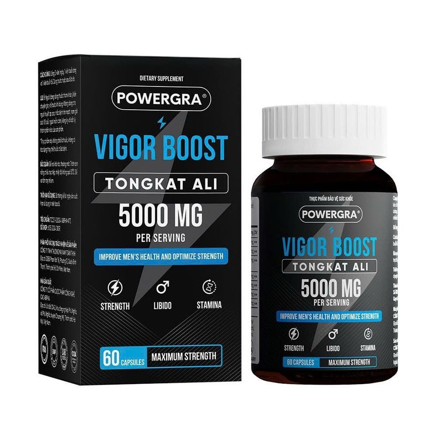 Viên uống phục hồi và tăng cường sinh lý nam giới Powergra Vigor Boost Tongkat Alli - Hộp 60 viên