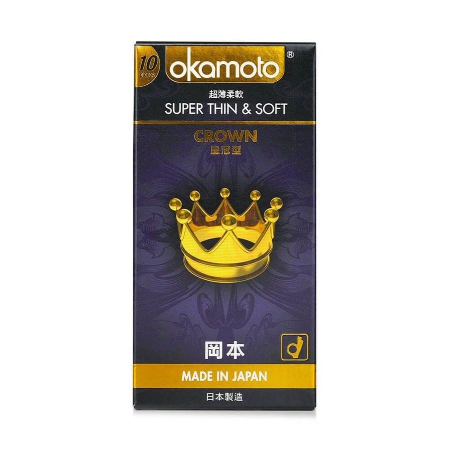 Bao cao su Okamoto Crown - Siêu mỏng nhẹ và mềm mại - Hộp 10 cái 327070