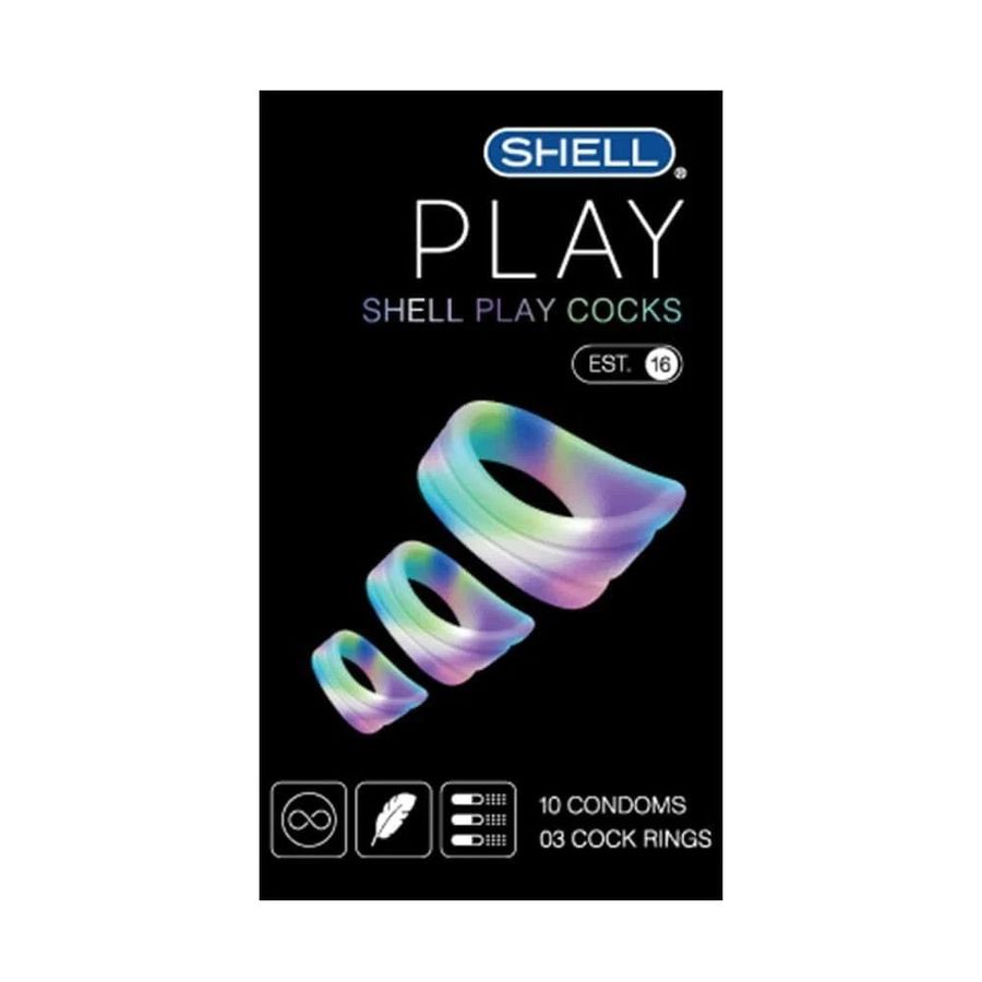 Bao cao su Shell Play Cocks 6 tính năng - Hộp 10 cái + 3 vòng đeo kéo dài thời gian 327001