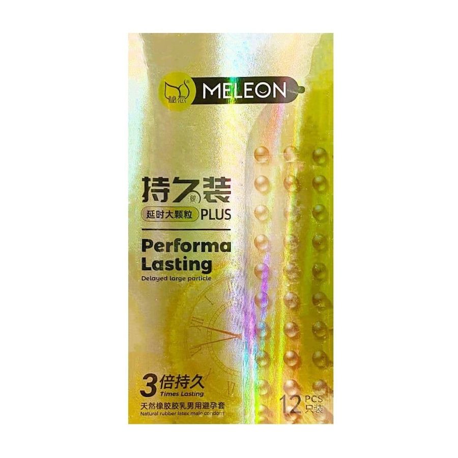 Bao cao su Meleon Performa Lasting 3 Times - Hat nổi lớn, kéo dài thời gian qấp 3 lần - Hôp 12 cái
