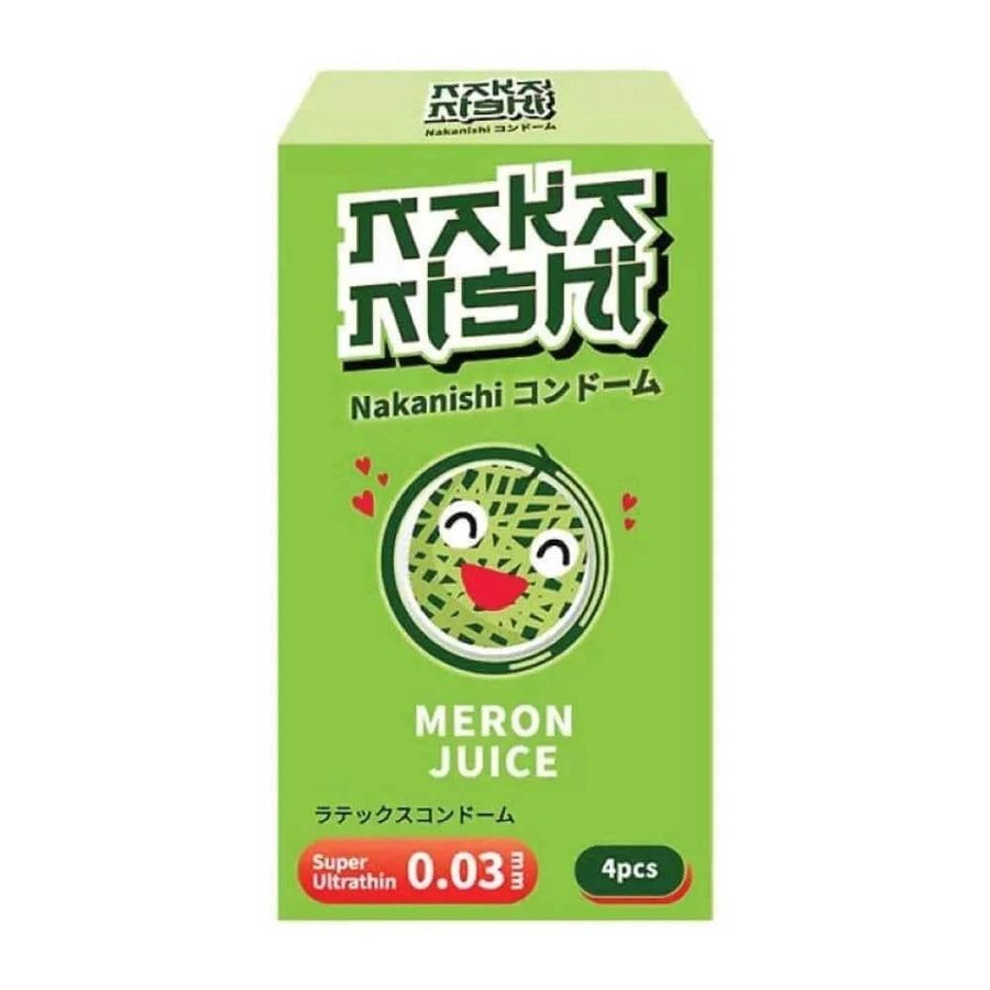 Bao cao su Nakanishi - Siêu mỏng 0.03mm - Hương dưa lưới - Hộp 4 cái 326766