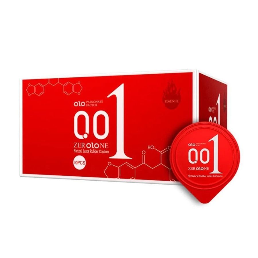 Bao cao su OLO 0.01 Đỏ - Siêu mỏng, nóng ấm - Hộp 10 cái 326686