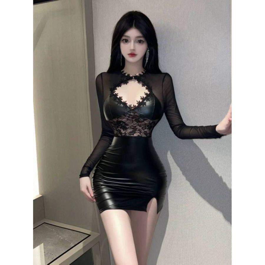 Váy Ngủ Da Phối Ren Quyến Rũ