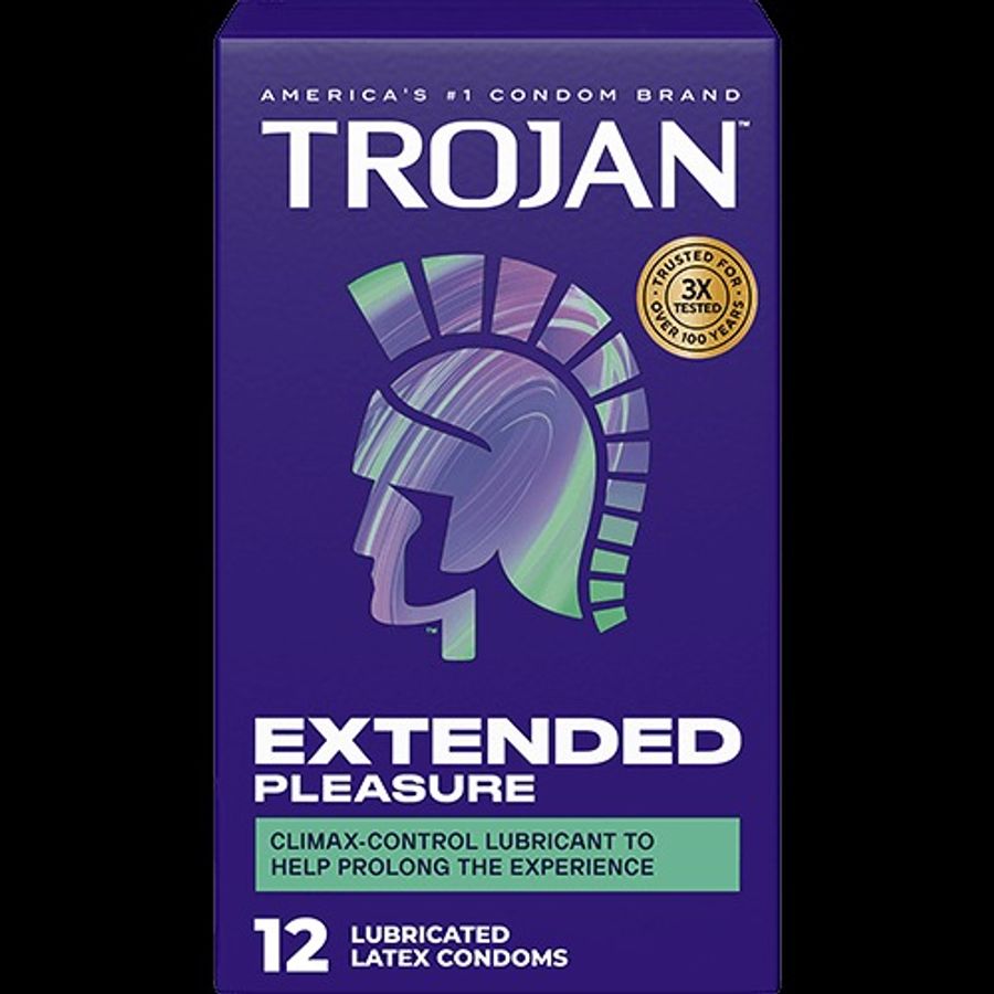 Bao cao su TROJAN™ EXTENDED PLEASURE CONDOMS Kéo Dài Tăng Khoái Cảm 12 Cái