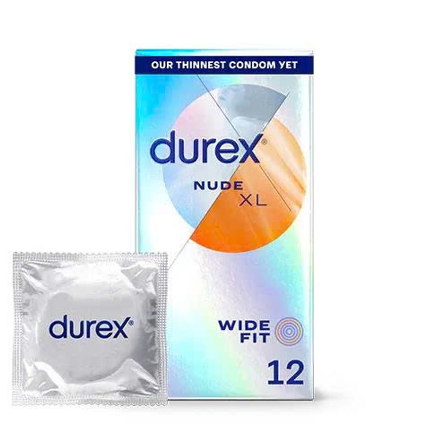 Bao cao su trần như không, siêu mỏng, bản rộng Durex Nude Ultra Thin Wide Fit nhập khẩu quốc tế hộp 12 cái