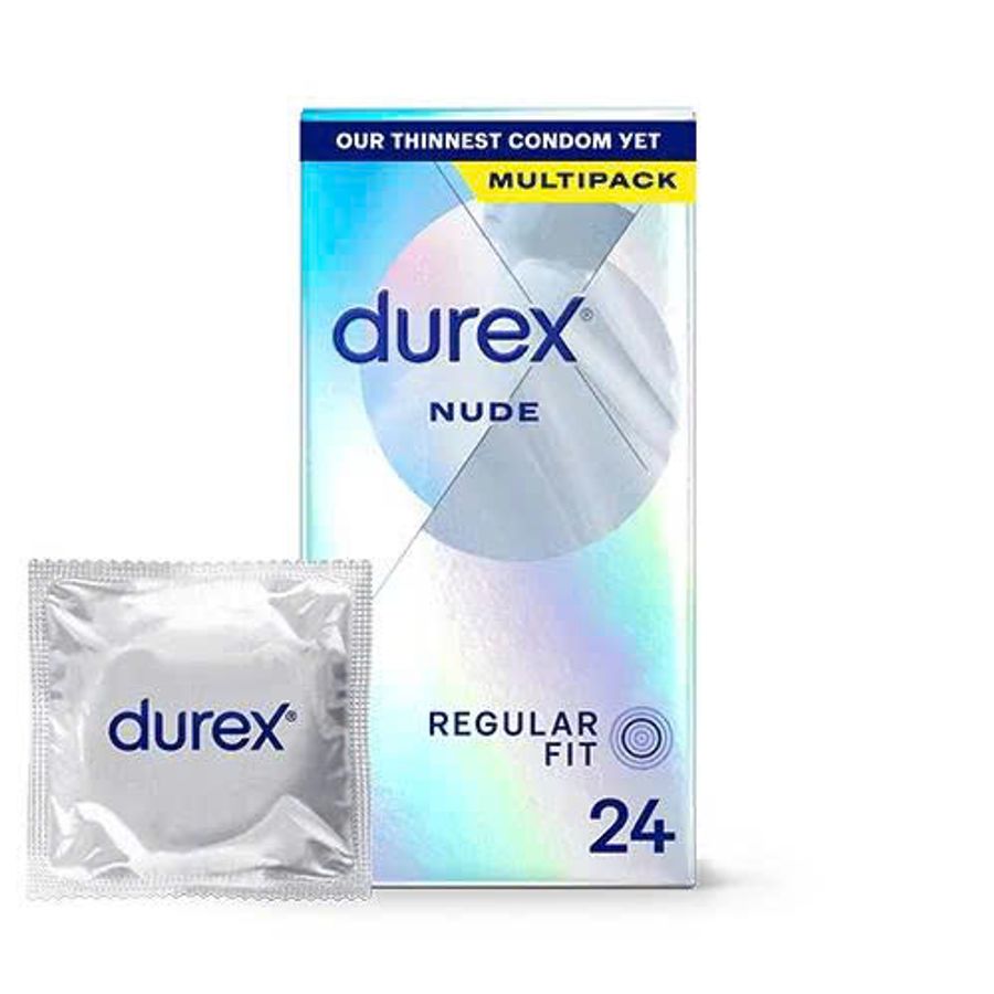 Bao cao su trần như không, siêu mỏng, size tiêu chuẩn Durex Nude Ultra Thin Regular Fit nhập khẩu quốc tế hộp 24 cái