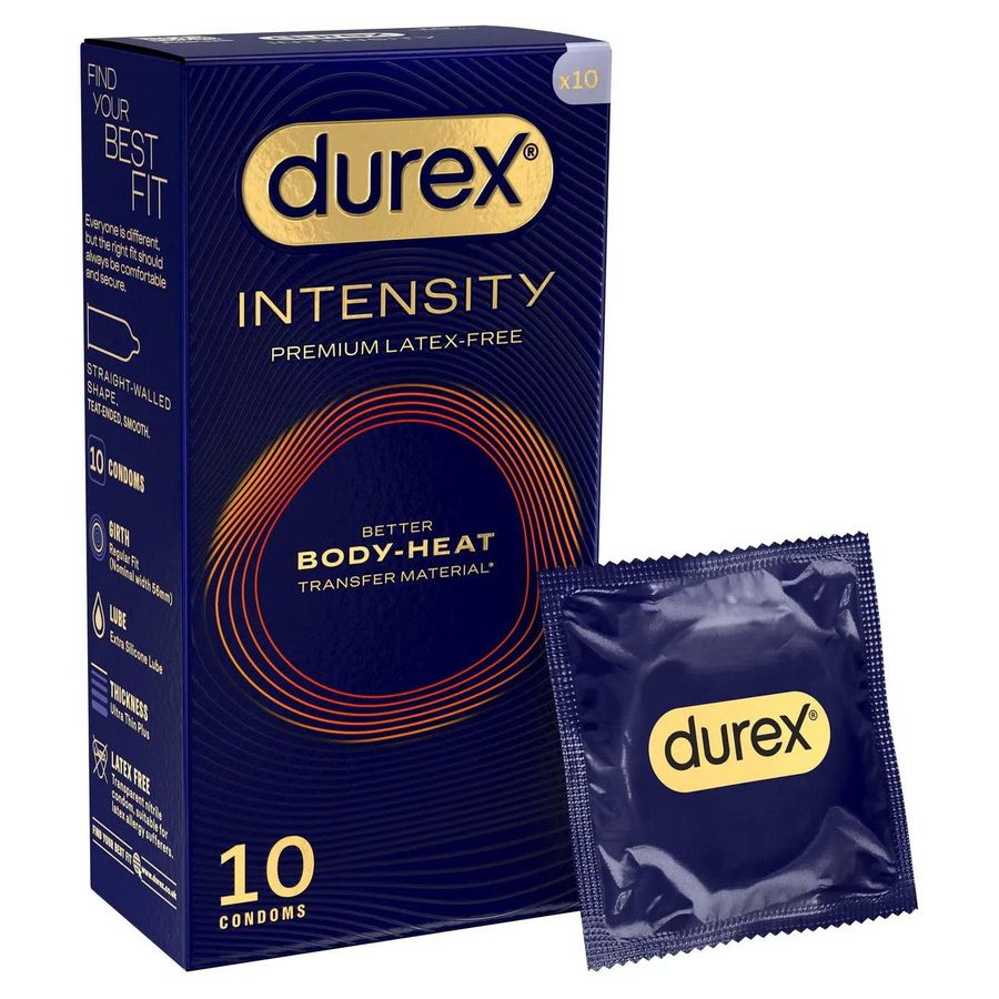 Bao cao su tăng khoái cảm, size tiêu chuẩn Durex Intensity nhập khẩu quốc tế hộp 10 cái