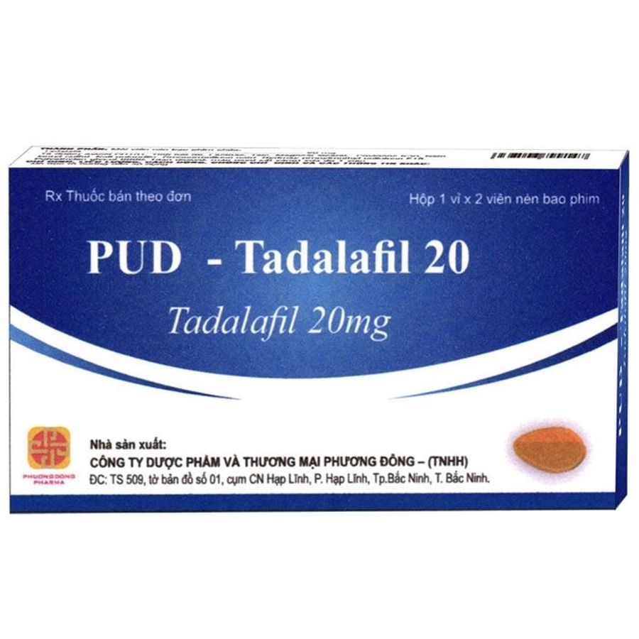Viên uống tăng cường sinh lý nam Tadafil 20 hộp 1 vỉ x 2 viên chính hãng