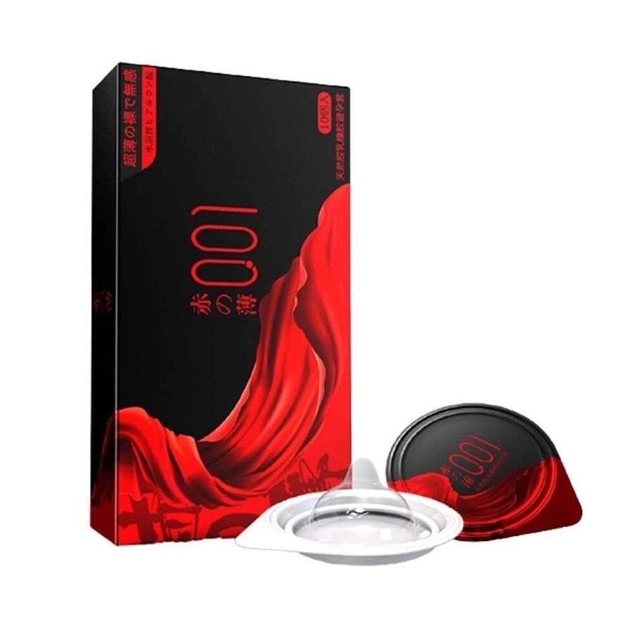 Bao cao su OLO 0.01 Đỏ Đen - Siêu mỏng, nóng ấm (Hộp 10 Cái)