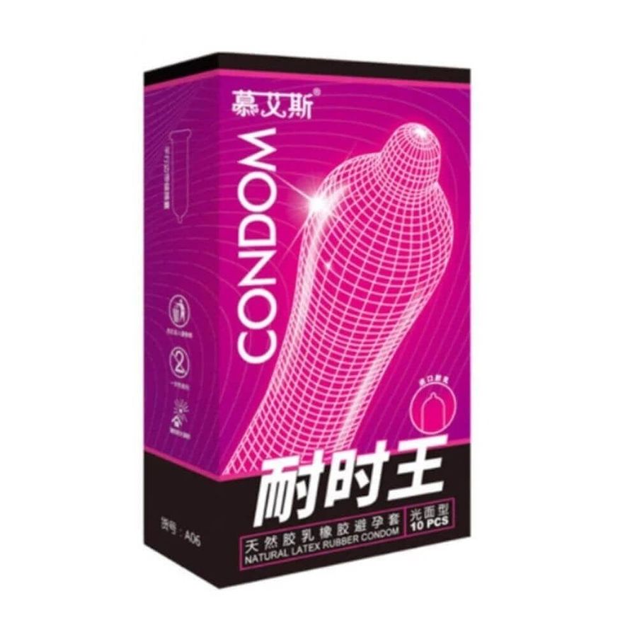 Bao cao su Muaisi Hồng - Nhiều gel, siêu mỏng (Hộp 10 Cái) 