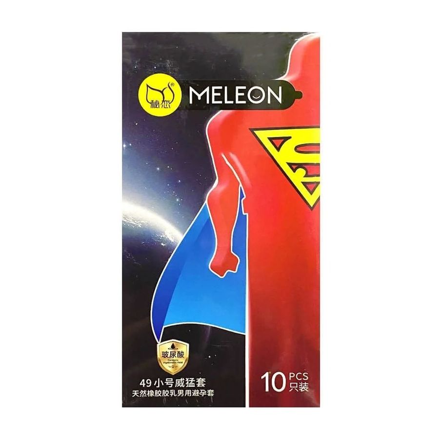 (Hộp 10 Cái) Bao cao su Meleon Supermen - 49mm, nhiều gel HA chính hãng 742658