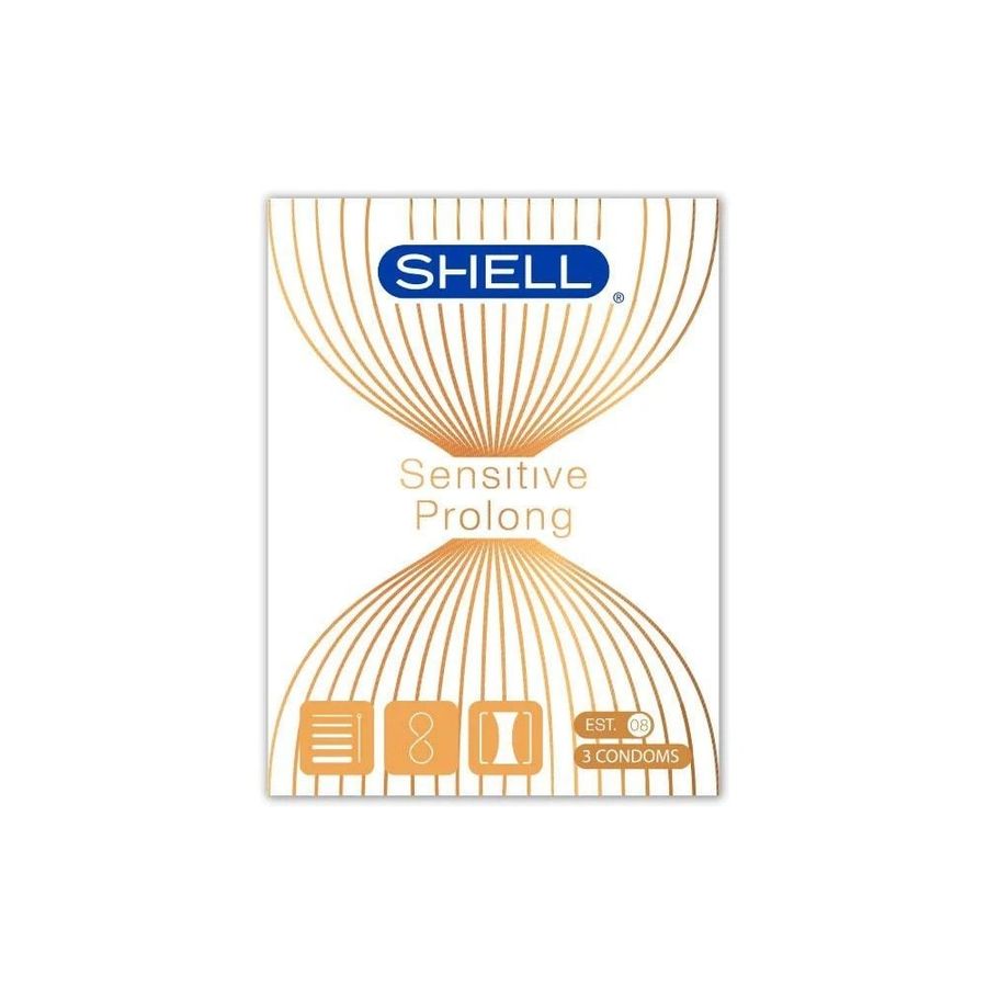 (Hộp 3 Cái) Bao cao su Shell Sensitive Prolong - Siêu mỏng 0.03mm, kéo dài thời gian chính hãng 742577