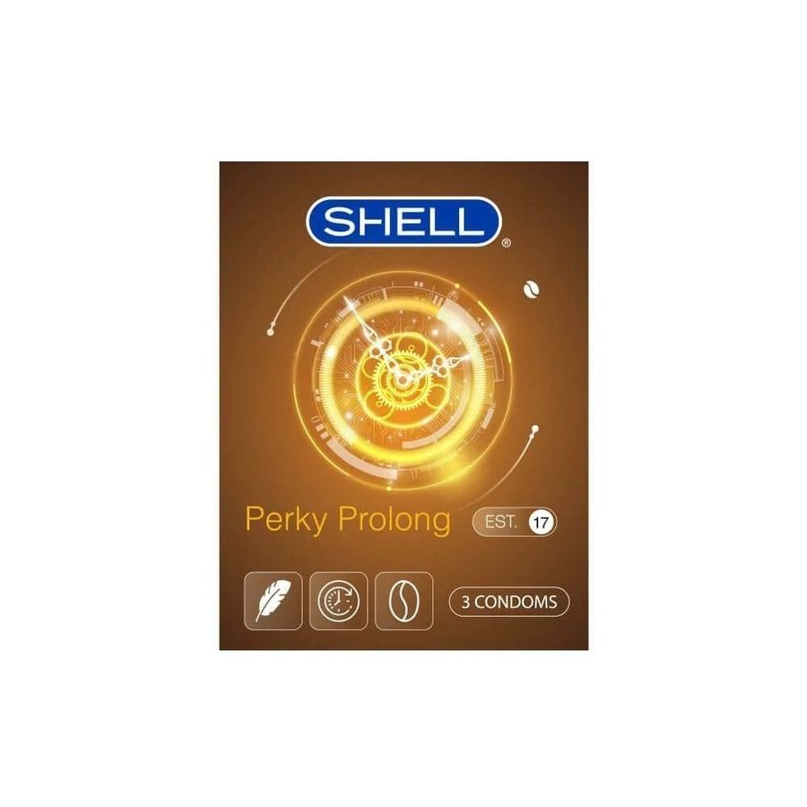 (Hộp 3 Cái) Bao cao su Shell Perky Prolong - Siêu mỏng, kéo dài thời gian, hương cà phê chính hãng 742575