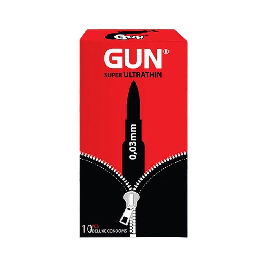 (Hộp 10 Cái) Bao cao su Gun Super Ultra Thin - Siêu mỏng 0.03mm chính hãng 742552