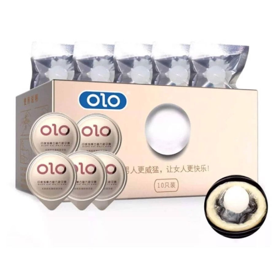 (Hộp 5 Cái) Bao cao su OLO 0.01 Trắng có bi - Siêu mỏng, bi tăng kích thước 1.5cm chính hãng 742516