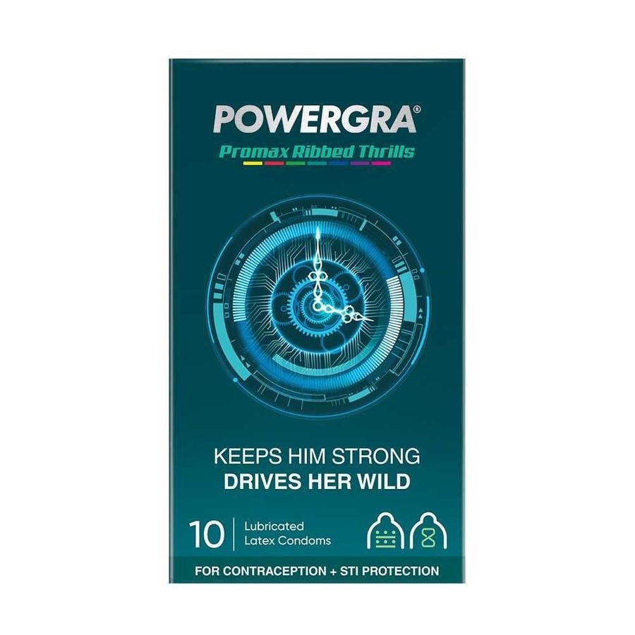 (Hộp 10 Cái) Bao cao su Powergra Promax - Gân sọc và điểm nổi, kéo dài, hương trái cây chính hãng 742464