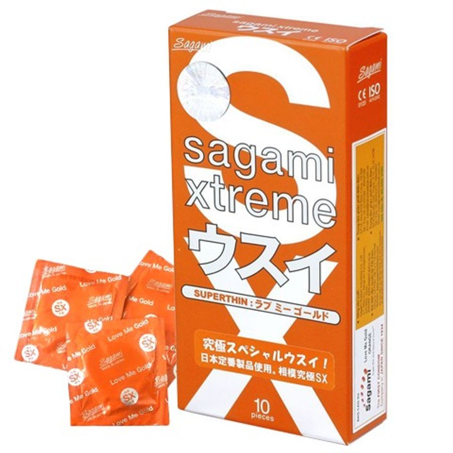 (Hộp 10 Cái) Bao Cao Su Sagami Xtreme Love Me Orange, Siêu Mỏng Cảm Giác Thật, Truyền Nhiệt Nhanh Chính Hãng 742194