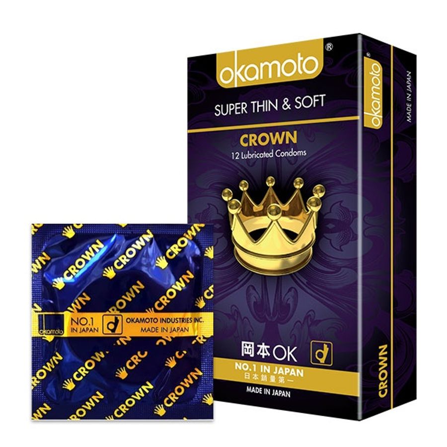 (Hộp 10 Cái) Bao Cao Su Okamoto Crown Siêu Mỏng Và Mềm Mại Chính hãng 742126