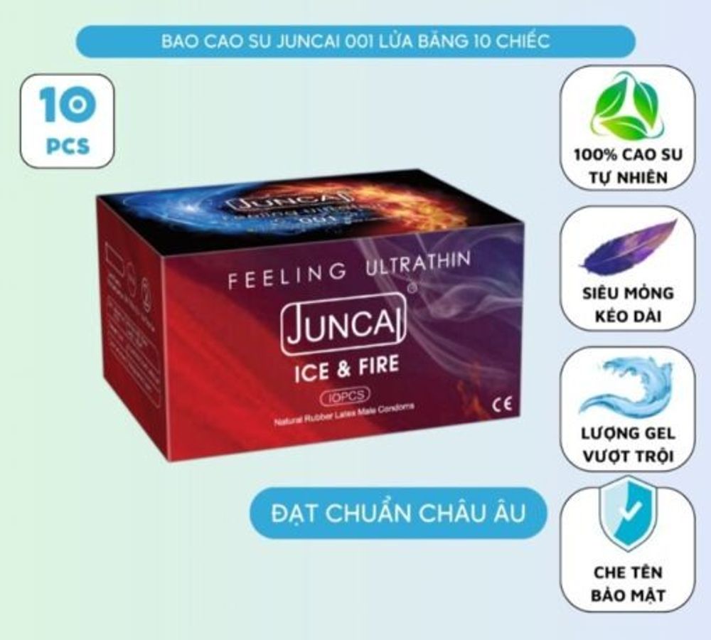 (Chính hãng) Bao Cao Su Juncai Ice & Fire Siêu Mỏng Hộp 10 Chiếc Cao cấp 742063