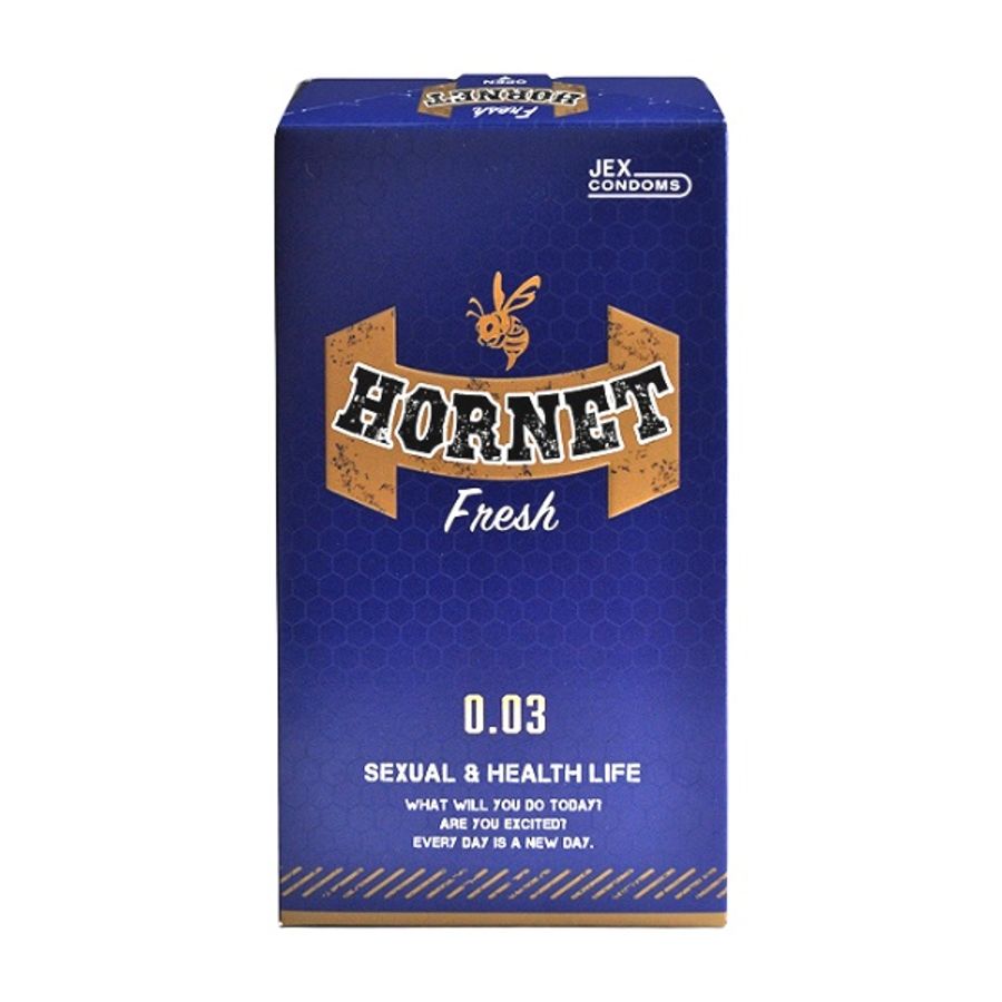 Bao Cao Su Jex Hornet Fresh 0.03 Siêu Mỏng, Nhiều Gel, Hương Bạc Hà (Hộp 8 Cái) 