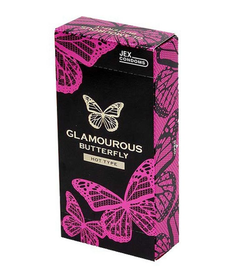 Bao Cao Su Jex Glamourous Butterfly Hot Type Siêu Mỏng (Hộp 8 Cái) 