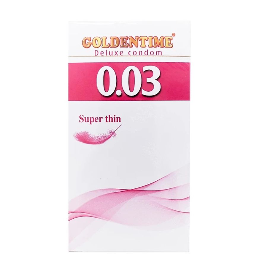 Bao Cao Su Goldentime Superthin 0.03mm Siêu Mỏng Thân Trơn (Hộp 12 Cái) 