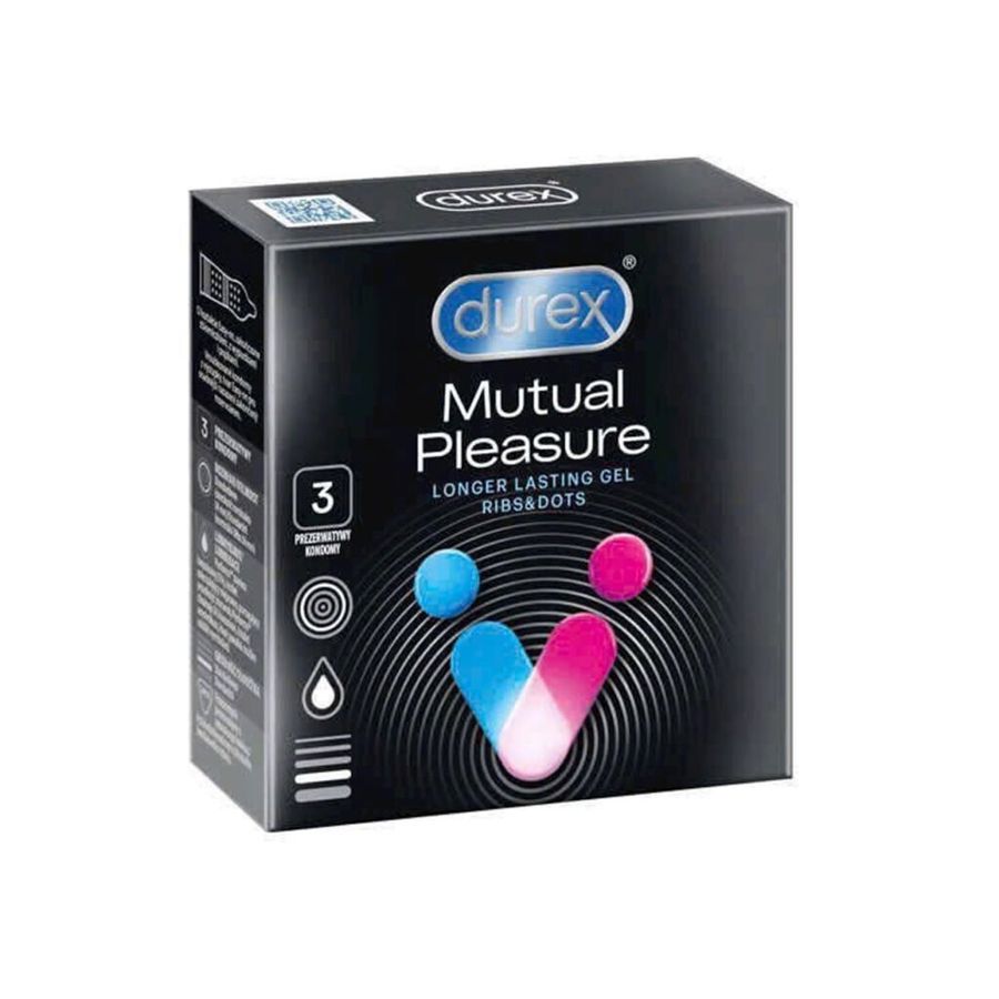 Bao Cao Su Durex Mutual Climax 3in1 Dành Cho Nam Giới, Gân Gai, Ôm Sát 52mm (Hộp 3 Cái)