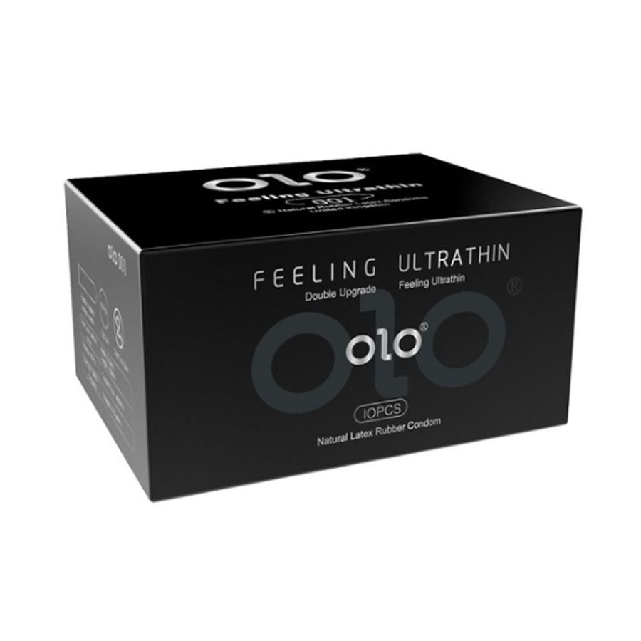(Hộp 10 Cái) Olo 0.01 Đen - Bao cao su siêu mỏng, hương vani chính hãng 741559