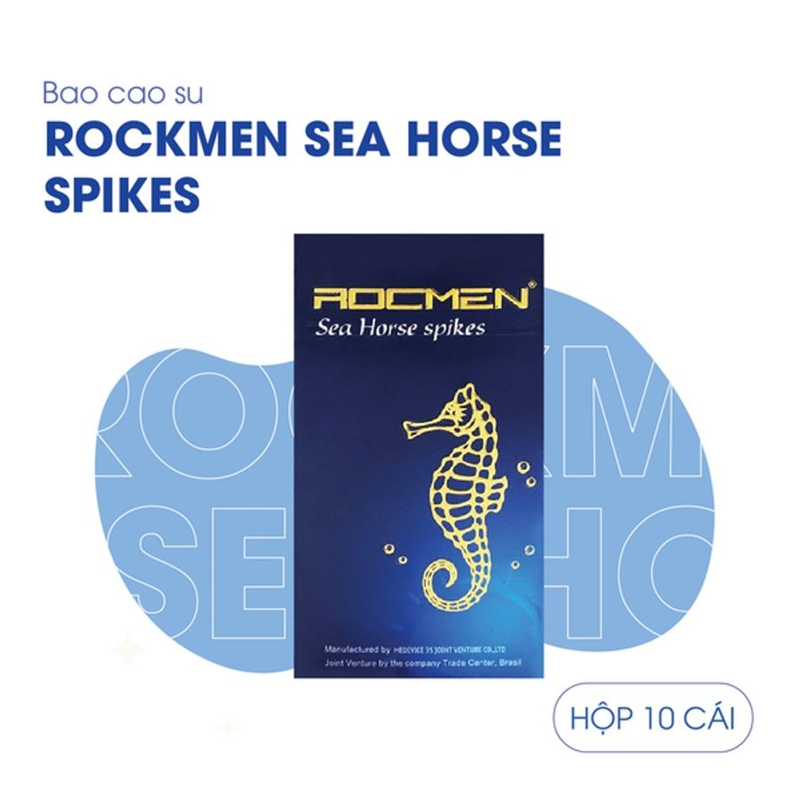 (Hộp 10 Cái) Bao Cao Su Điểm Nổi, Hương Bạc Hà Rocmen Sea Horse Spikes Chính hãng 741287