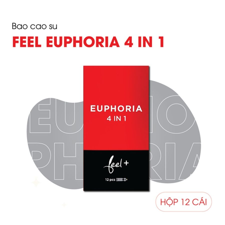 (Hộp 12 Cái) Bao Cao Su Kéo Dài Thời Gian, Điểm Nổi Feel Euphoria 4in1 Chính hãng 741285