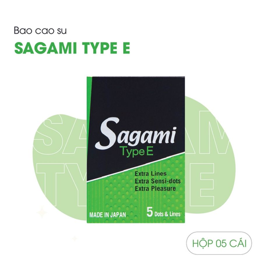 (Hộp 5 Cái) Bao Cao Su Sagami Type E Siêu Điểm Gân Nổi Chính hãng 741283
