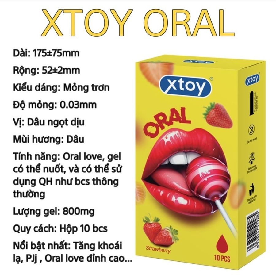 (Hộp 10 Cái) Bao Cao Su Sử Dụng Miệng Xtoy Oral Chính Hãng 741269