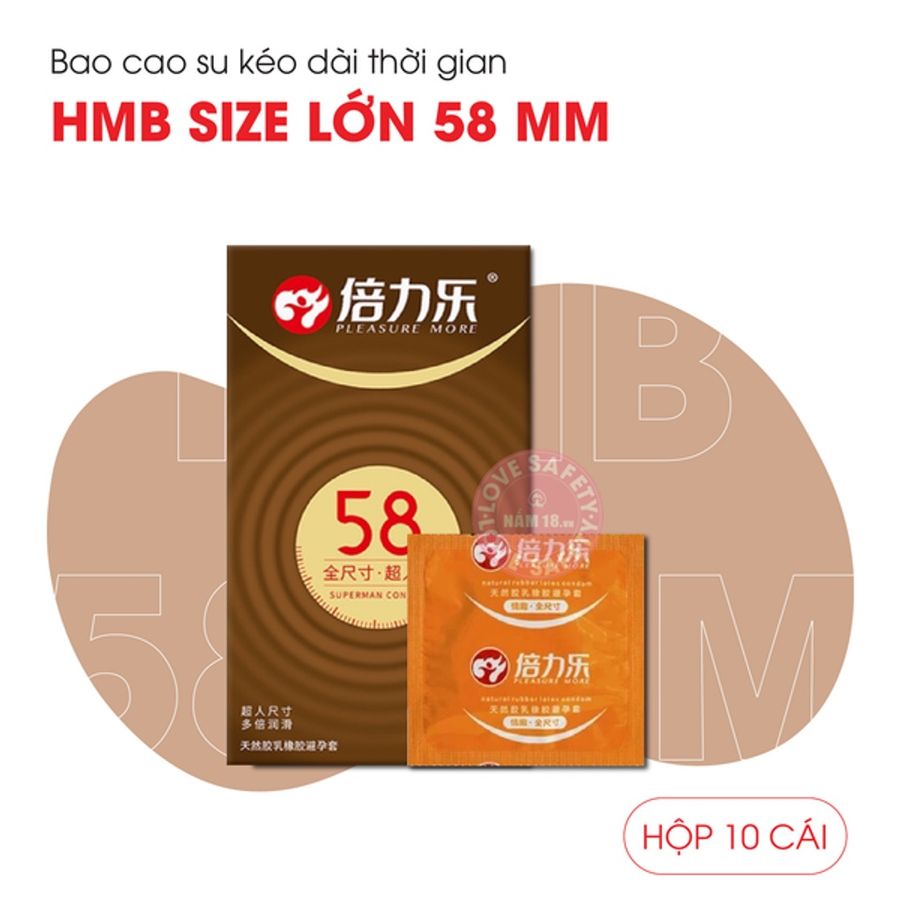 (Hộp 10 Cái) Bao Cao Su Size Lớn 58mm HBM Chính Hãng Chính hãng 741260