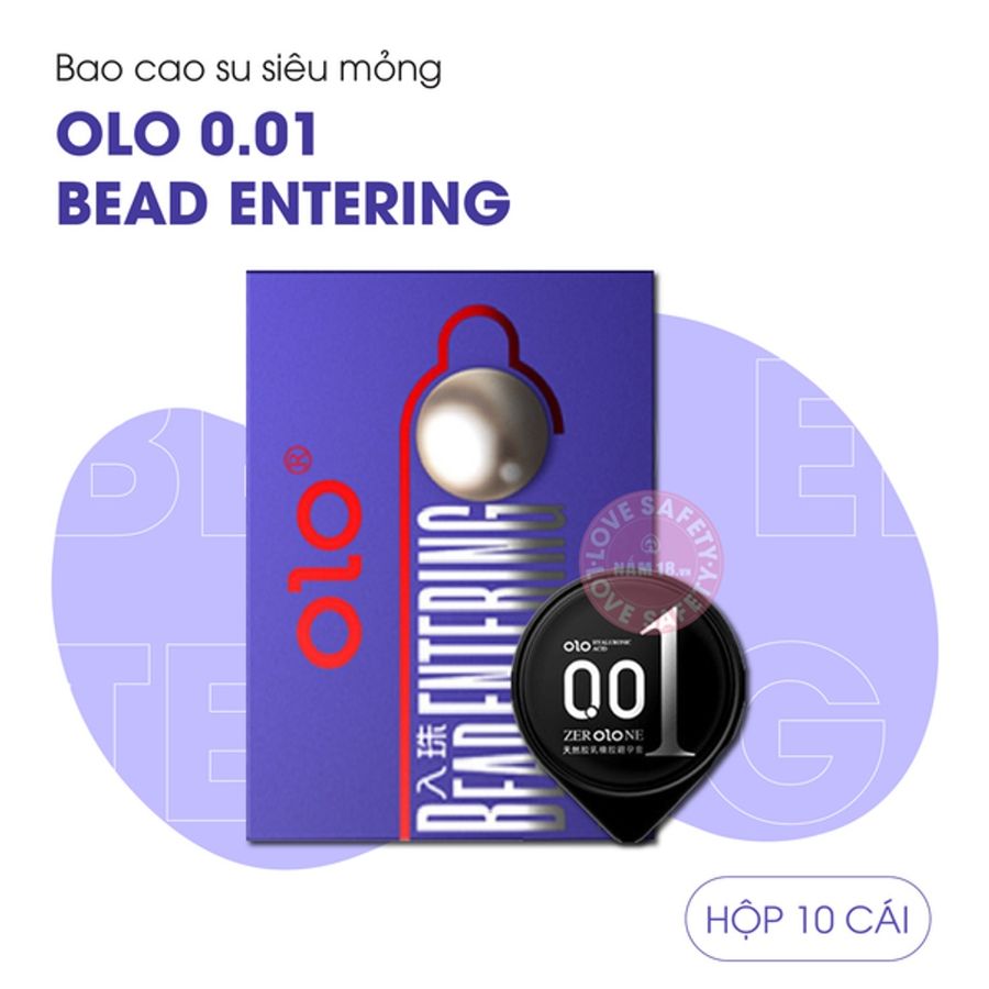 (Hộp 10 Cái) Bao Cao Su OLO 0.01 Bead Entering - Siêu Mỏng, Bi Tăng 3cm Chính hãng 741257