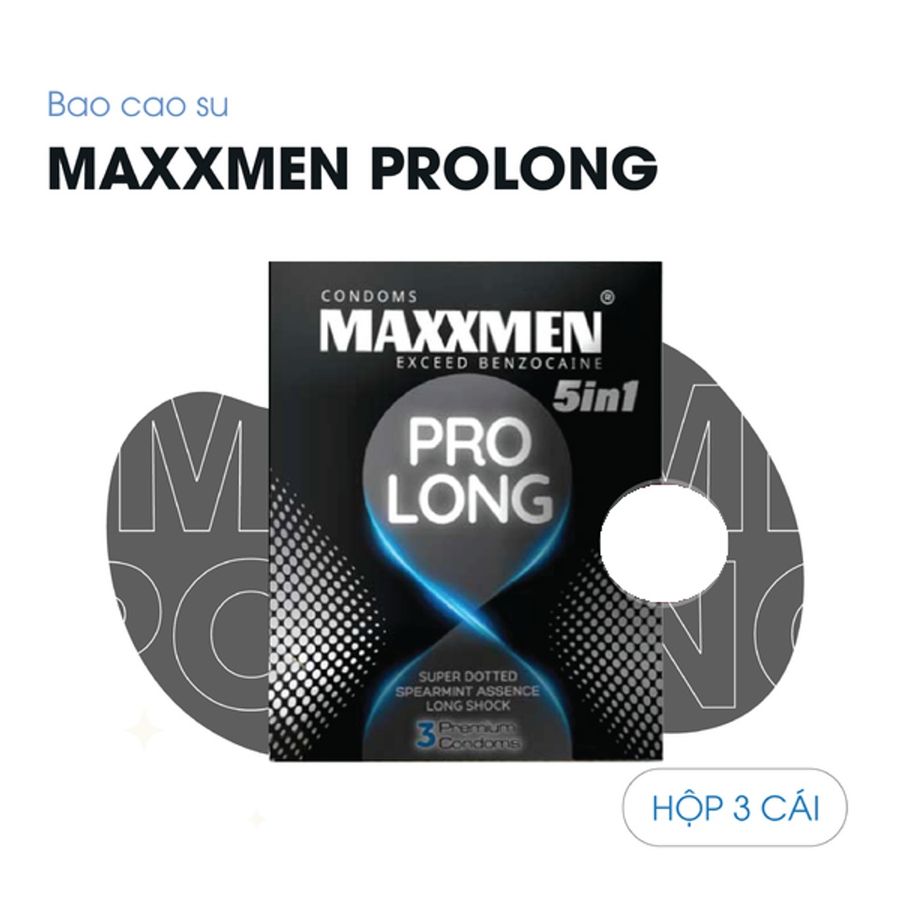 (Hộp 3 Cái) Bao Cao Su Kéo Dài Thời Gian Maxxmen 5in1 ProLong Chính hãng 741194