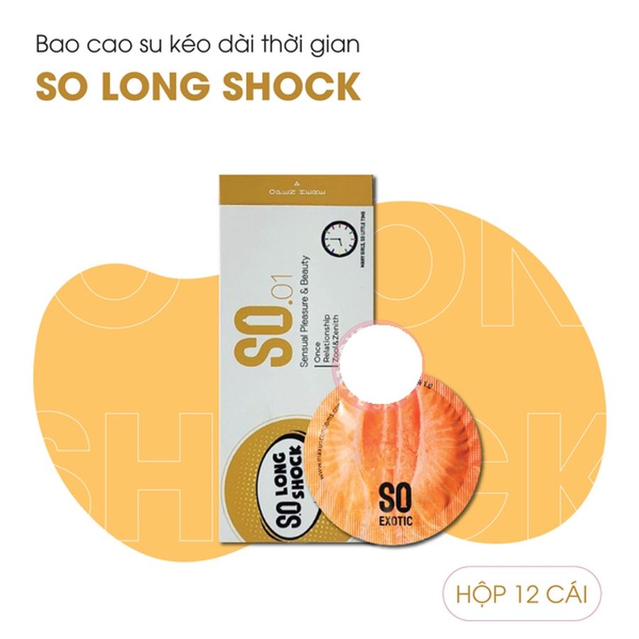 (Hộp 12 Cái) Bao Cao Su Kéo Dài Thời Gian SO Long Shock Chính Hãng 741165
