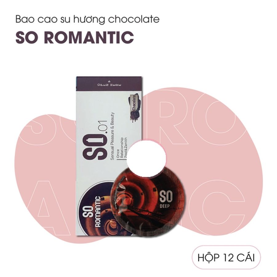 (Hộp 12 Cái) Bao Cao Su Hương Chocolate SO Romantic Chính Hãng 741162