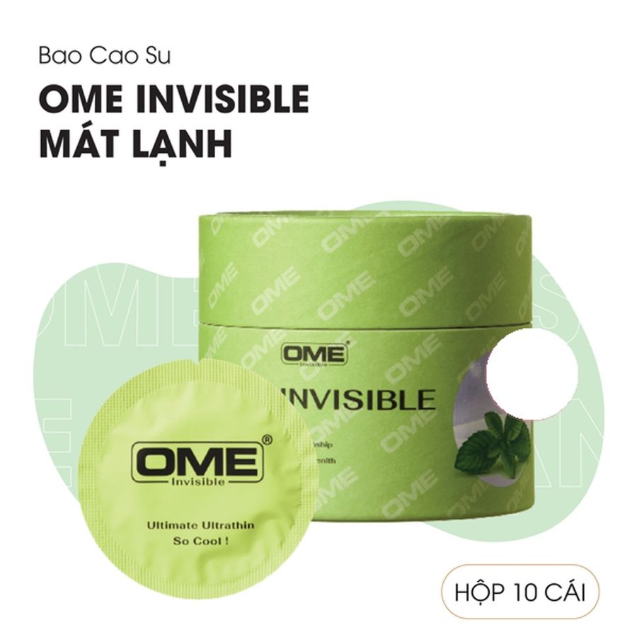 (Hộp 10 Cái) Bao Cao Su Siêu Mỏng Ome Invisible Mát Lạnh Chính Hãng 741156