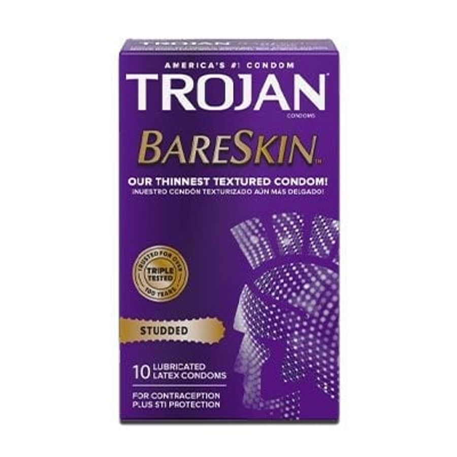 Bao cao su mỏng có gai Trojan Bareskin | Hộp 10 cái 660072